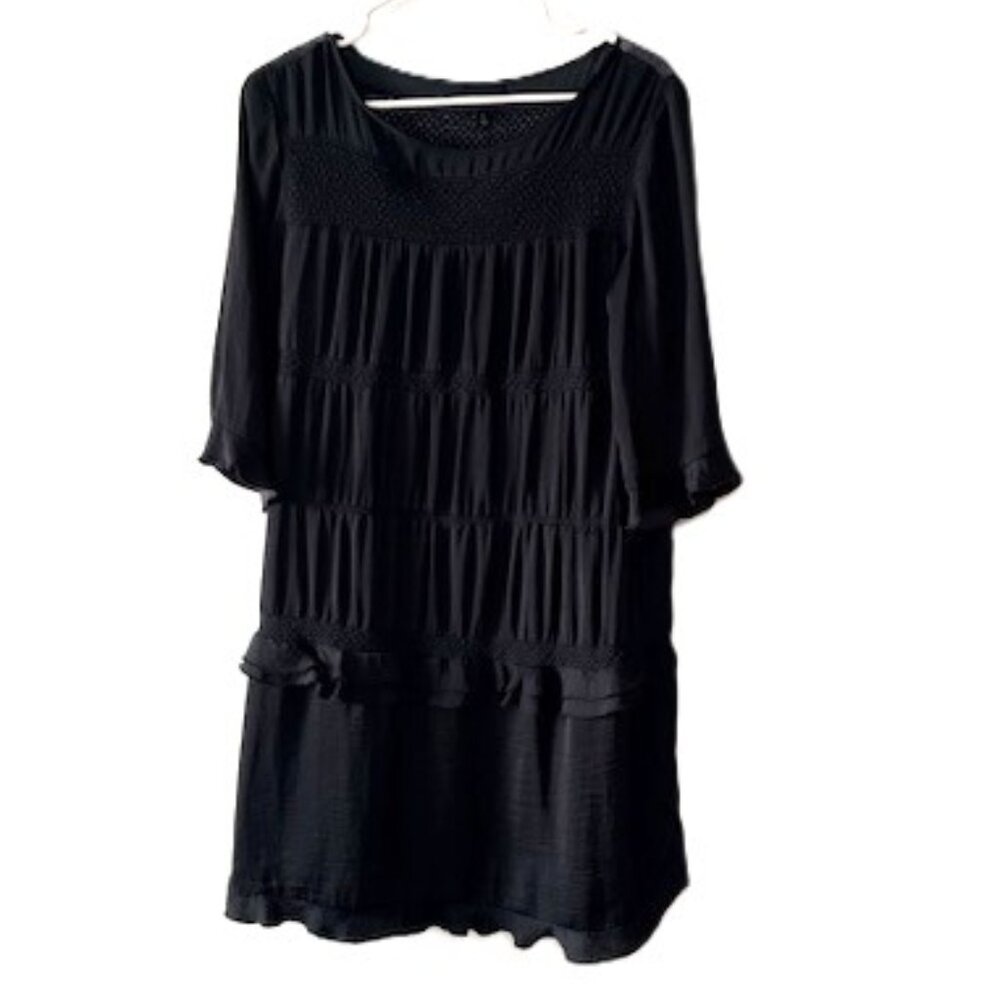 Who What Wear Black Ruffle Dress with 3/4 Sleeves